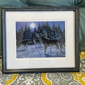 Limited Edition Hand Signed Wolf Lithograph “The Howling” by Richard de Wolfe